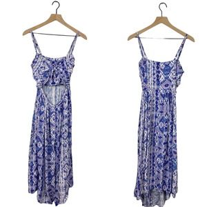 🖤3/$25 SALE!! Seed heritage purple and blue geometric boho cut out midi dress